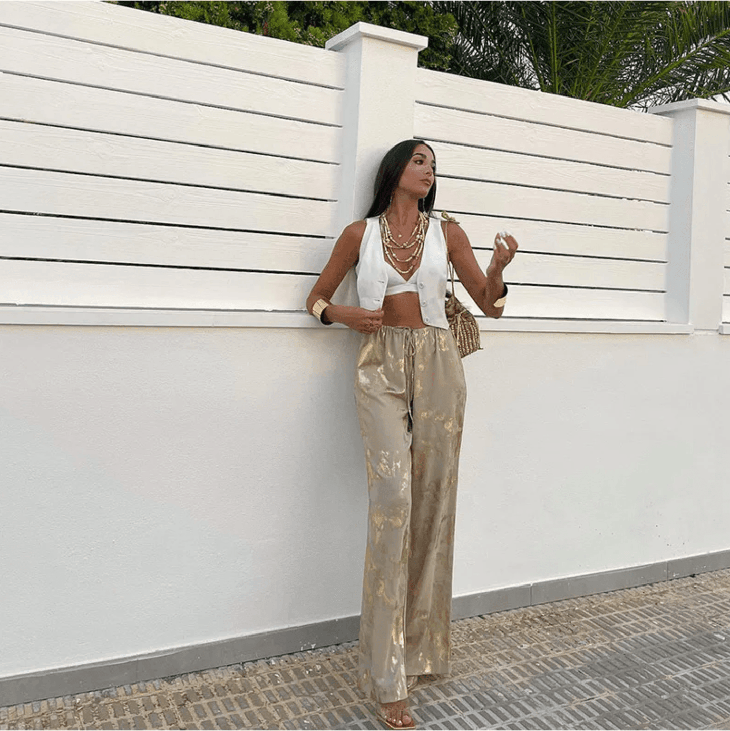 Golden Hour Drawstring Wide Leg Pants