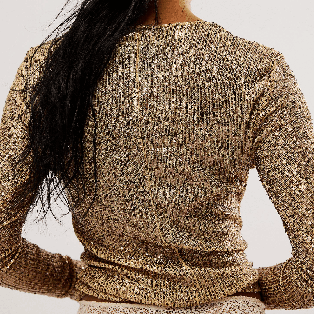 Flashback Sequined Long Sleeve Top