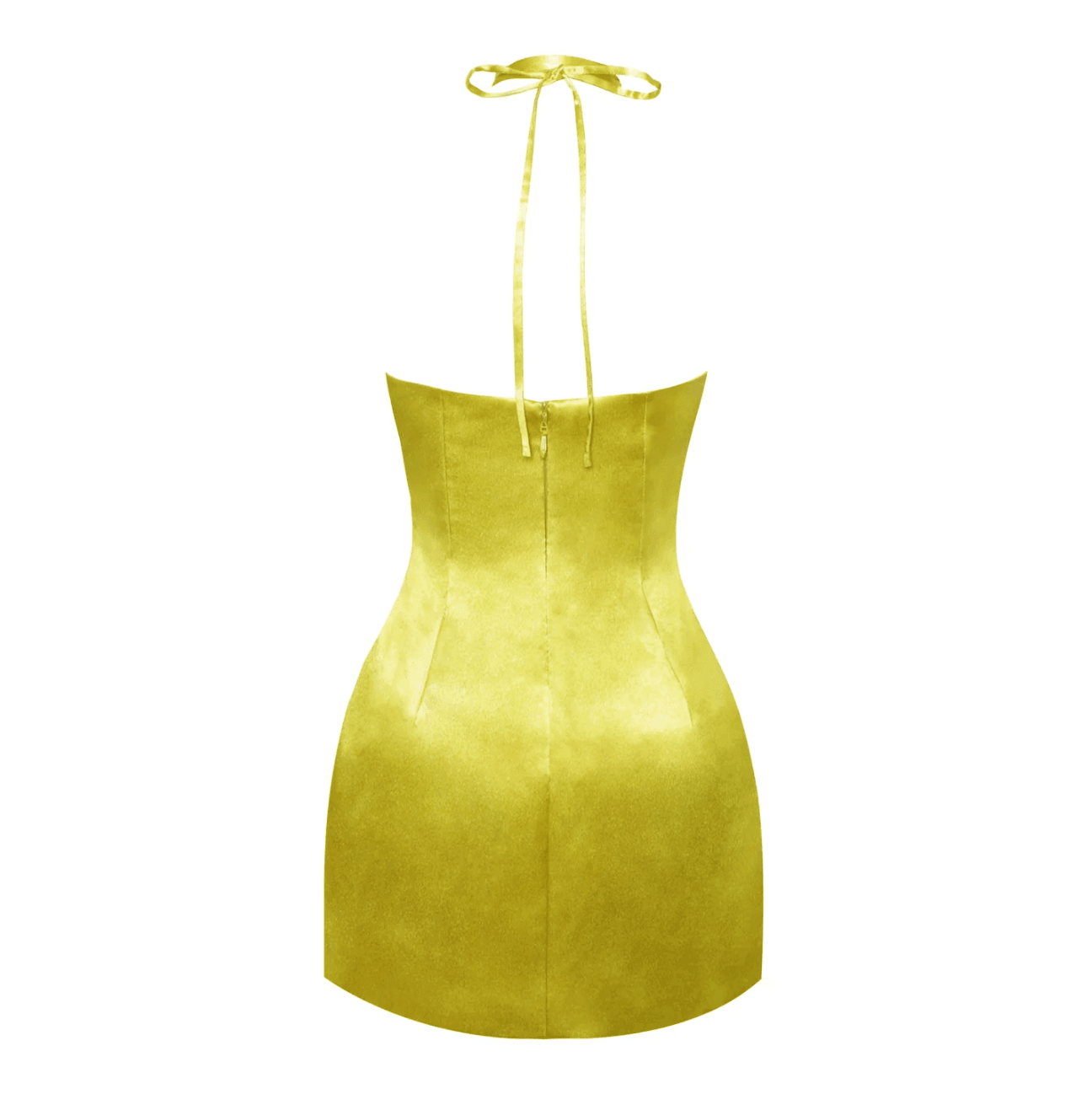 Golden Delight Satin Halter Neck Mini Dress