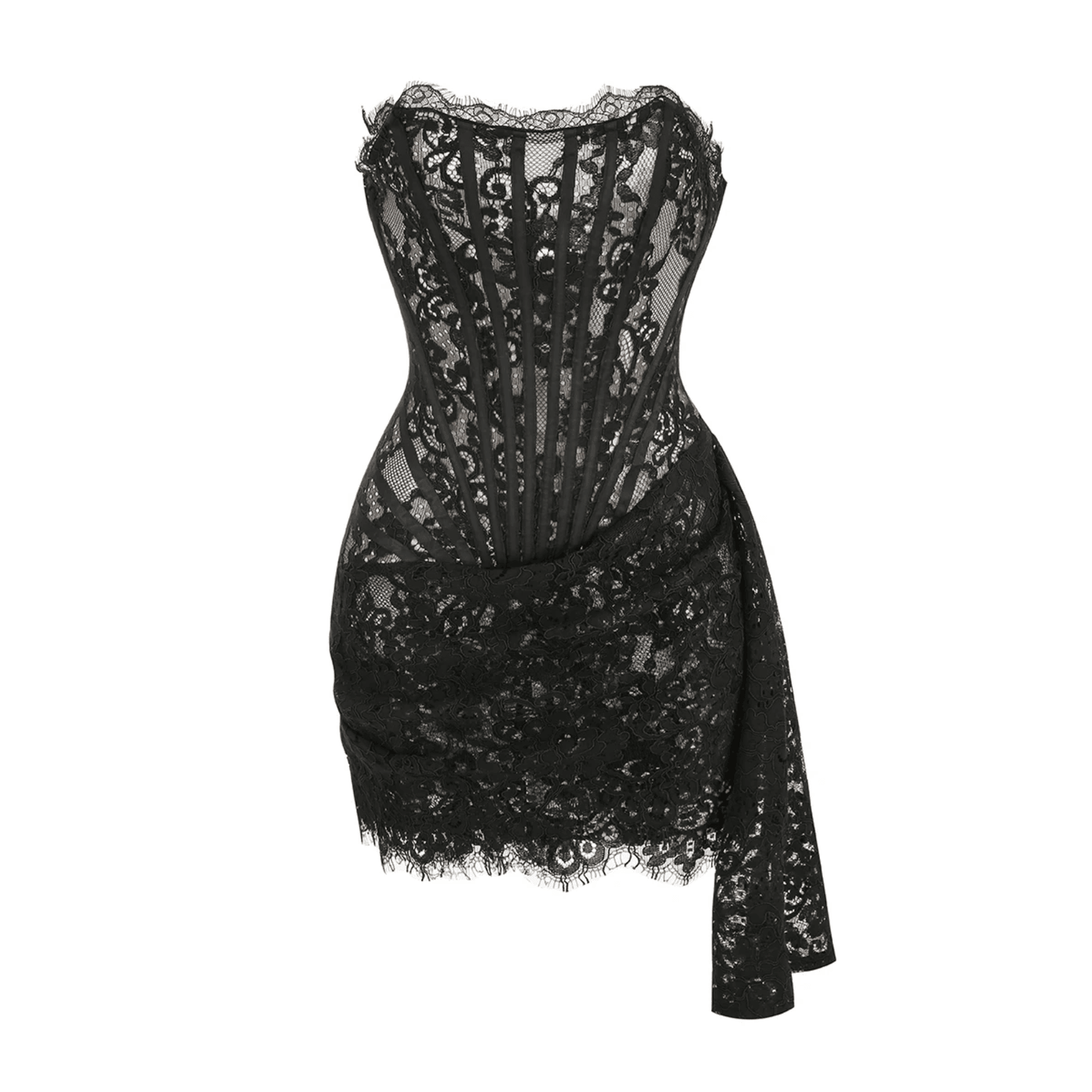 Lace Lure Corset Draped Mini Dress