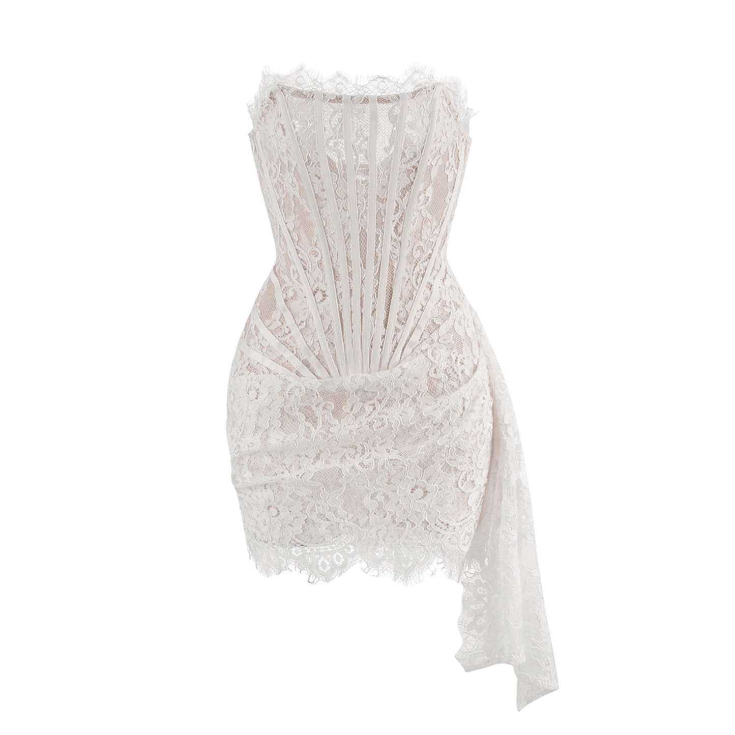 Lace Lure Corset Draped Mini Dress