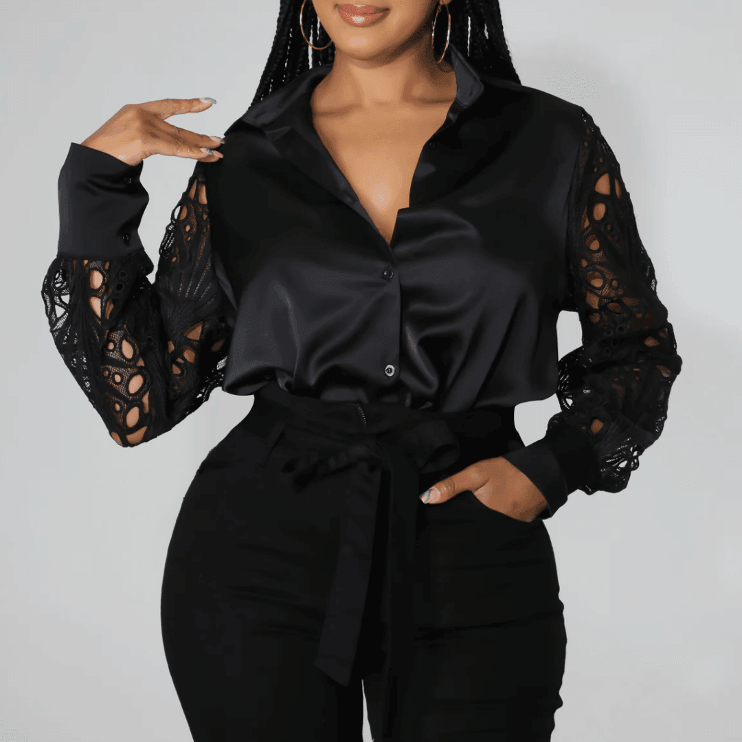 Timeless Beauty Lace Satin Blouse