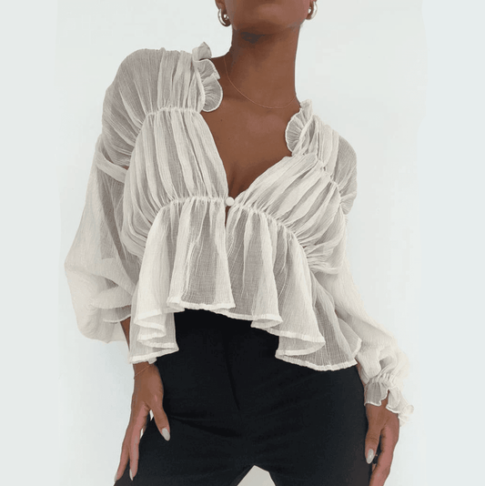 Sweet Fantasy Long Sleeve Semi-Sheer Top