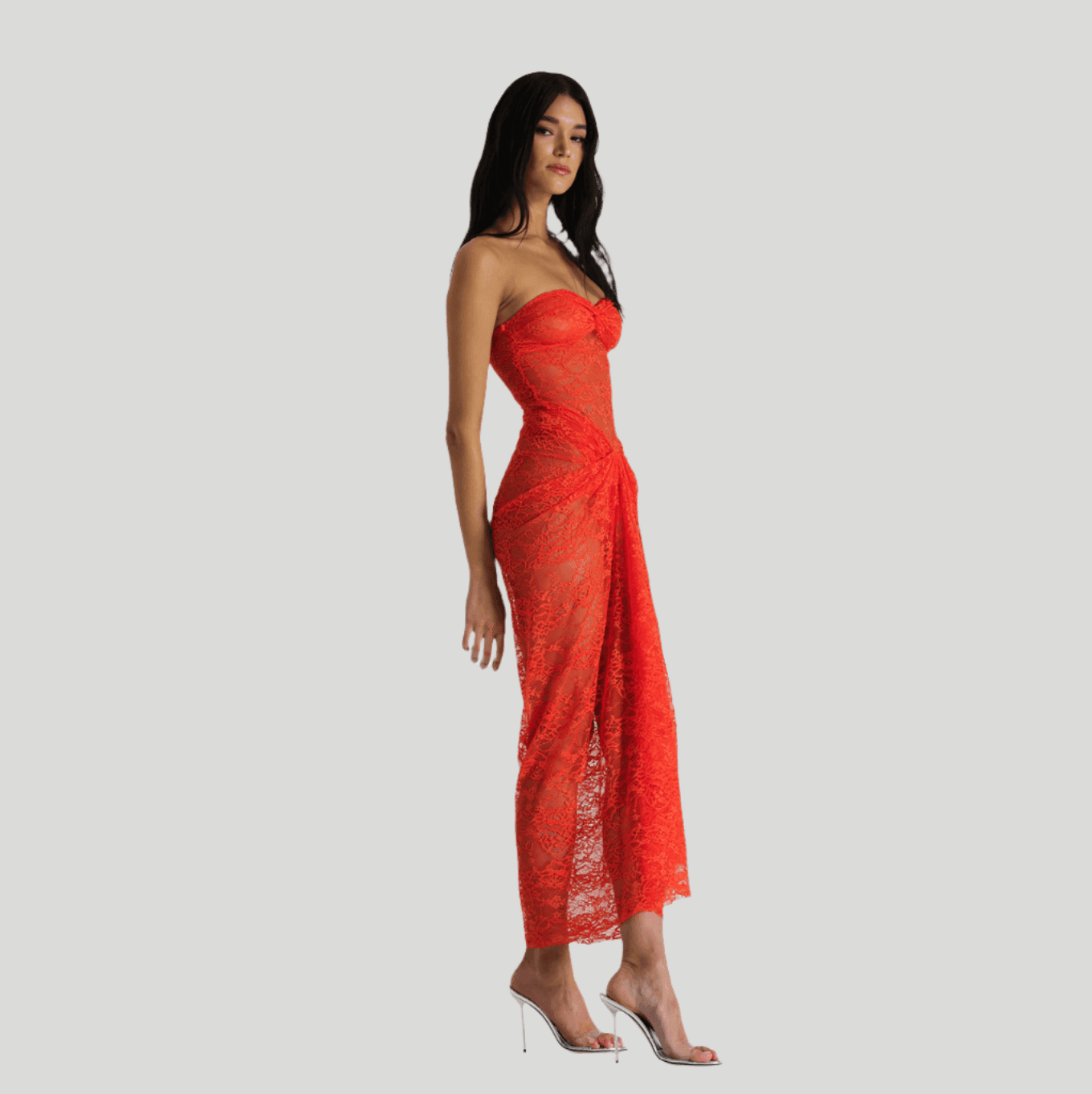 Her Figure Strapless Lace Maxi Dress