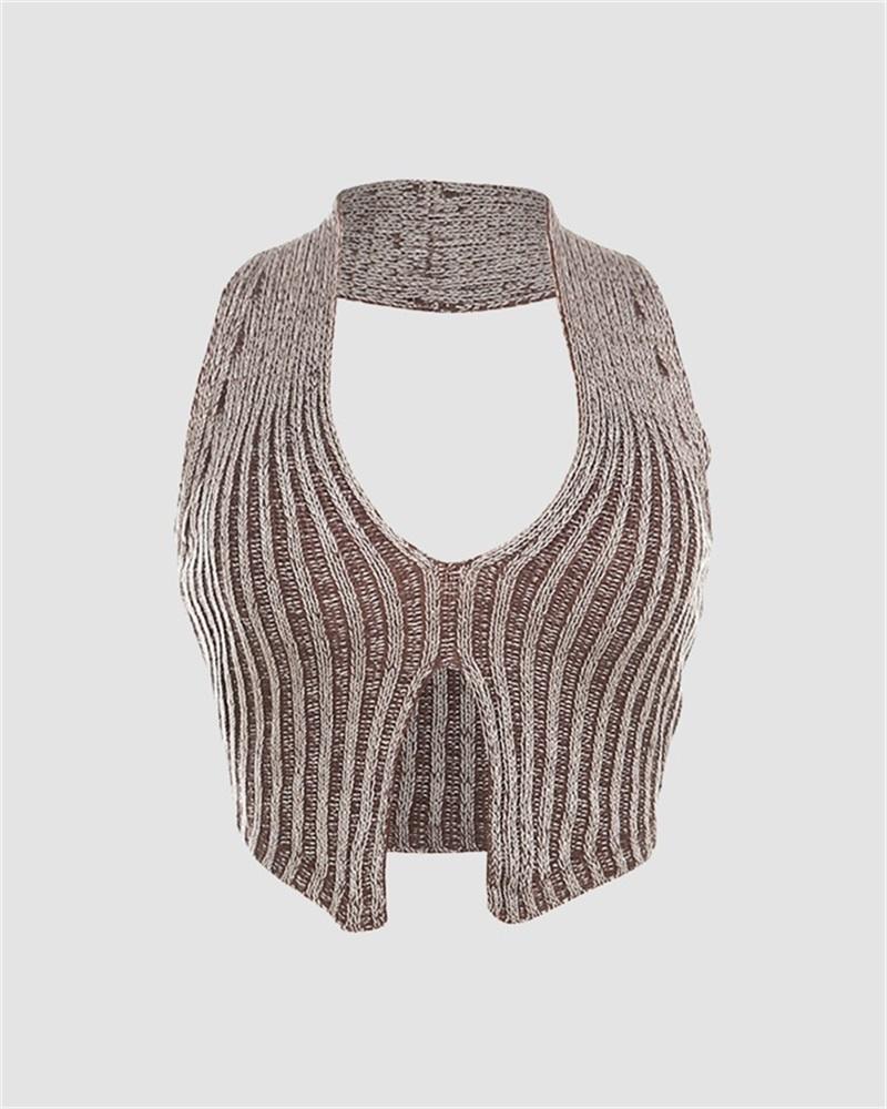 Halter Ribbed Knit Top