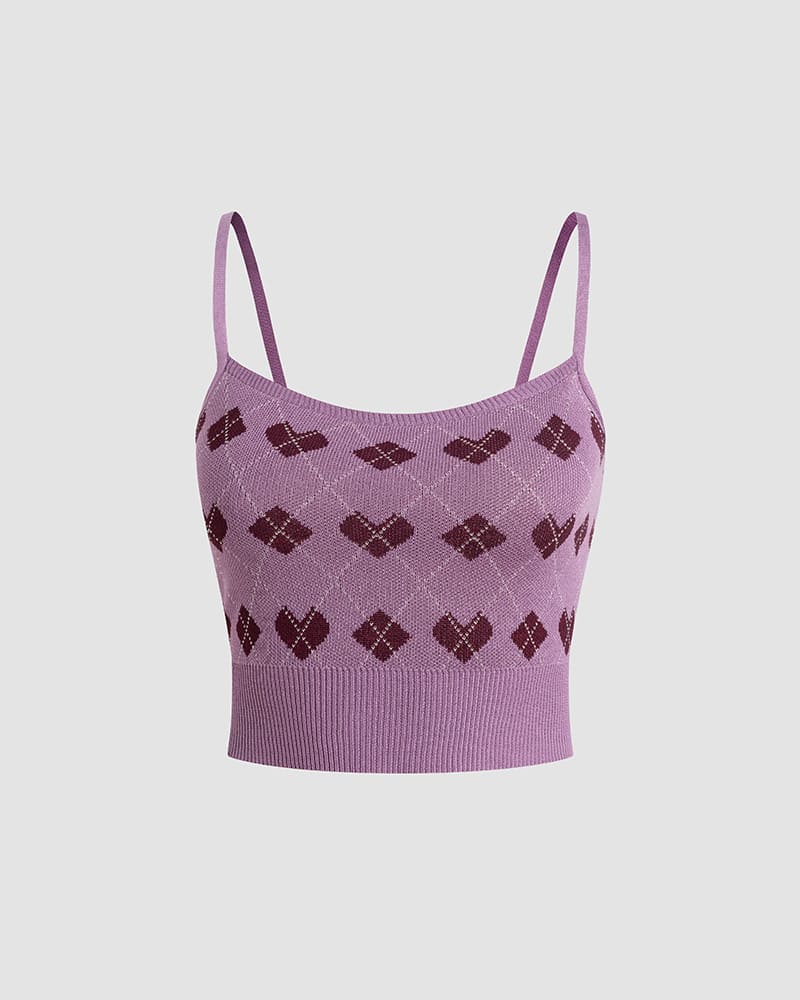 Naive Argyle Knit Cami Top