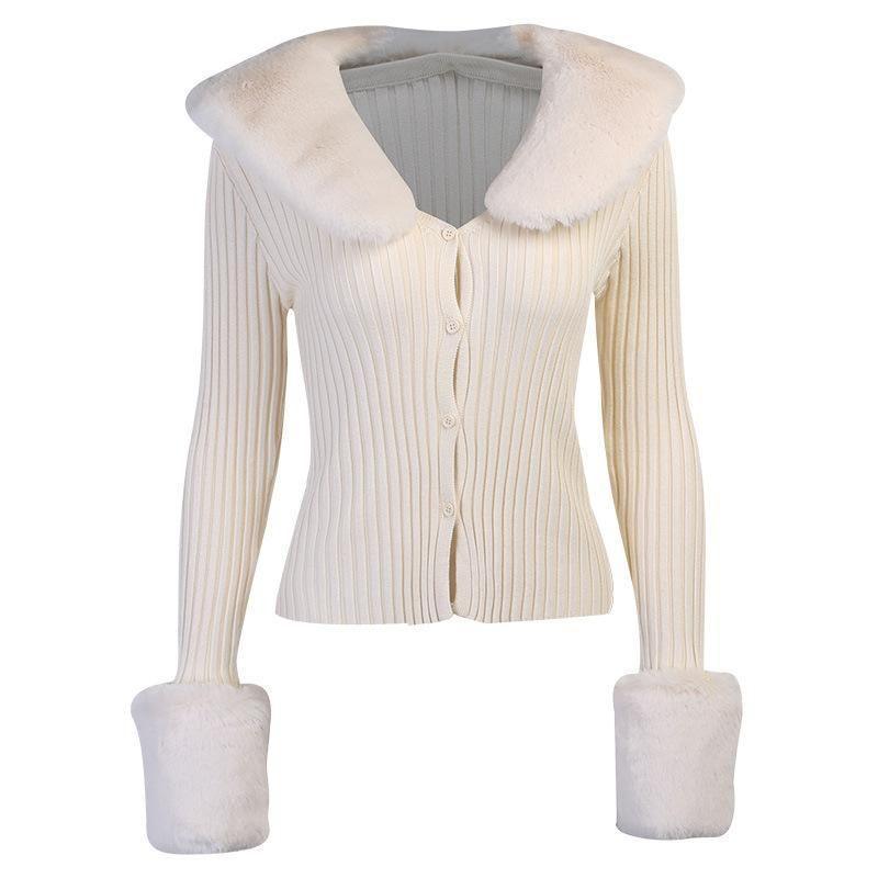 Freya Feather Collar Ribbed Cardigan