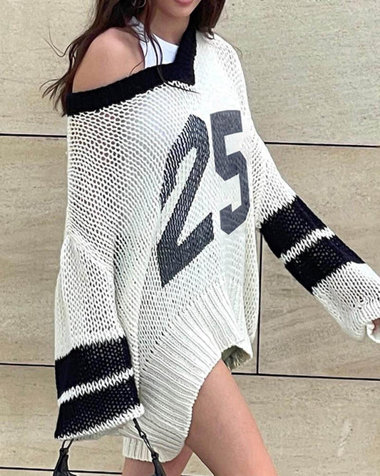 25 Collegiate Oversized Knit Sweater