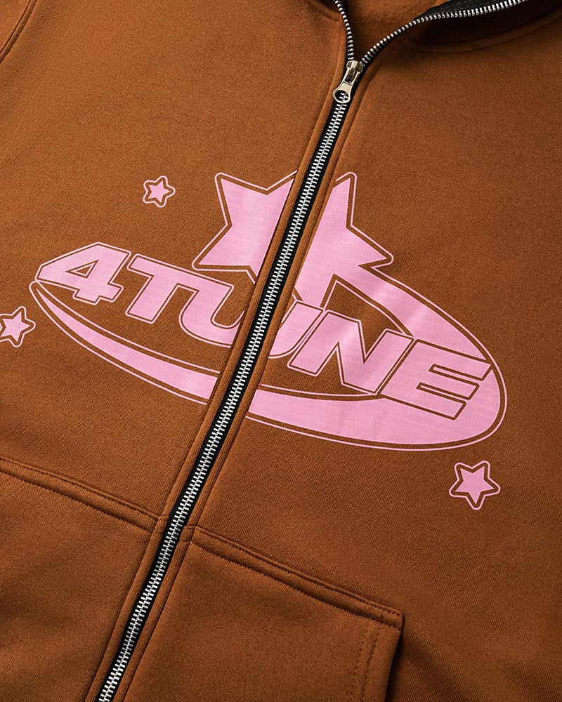 ATUNE Print Zip Up Hoodie