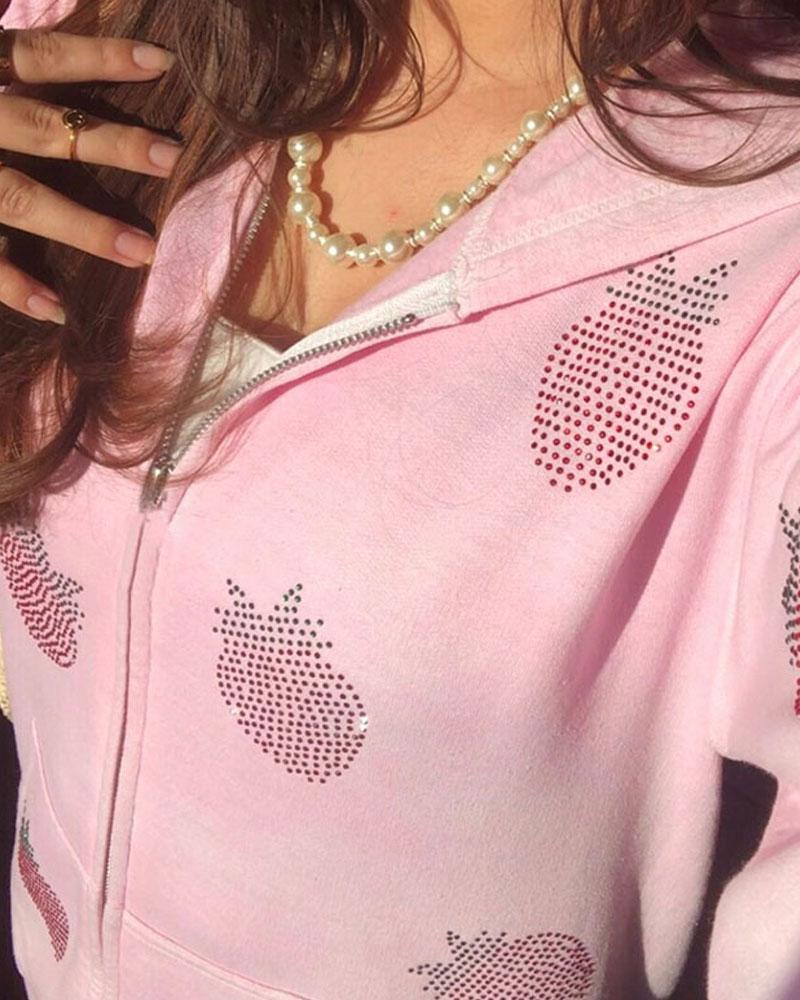 Strawberry Rhinestone Hoodie