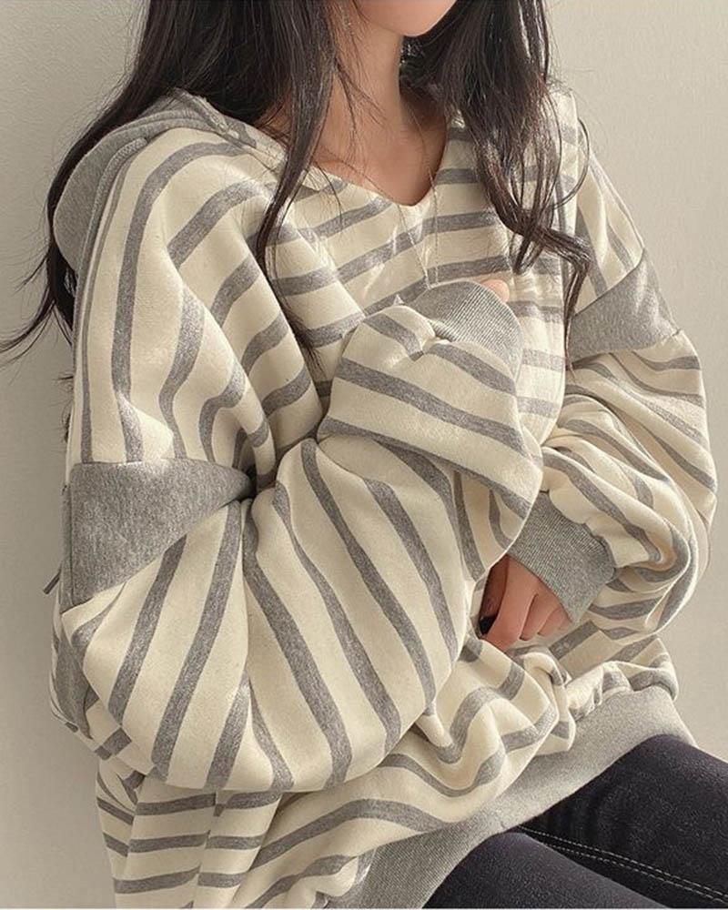 Retro Stripe Oversized Hoodie