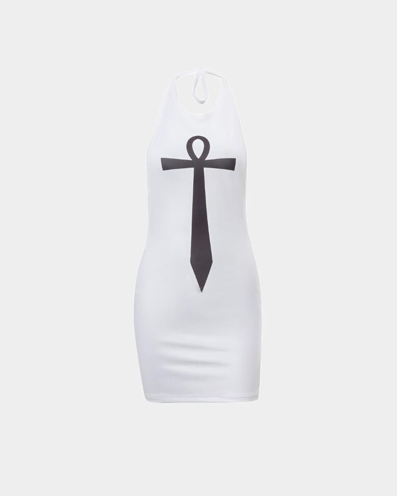 Sexy Cross Tie Design Backless Bodycon Dress