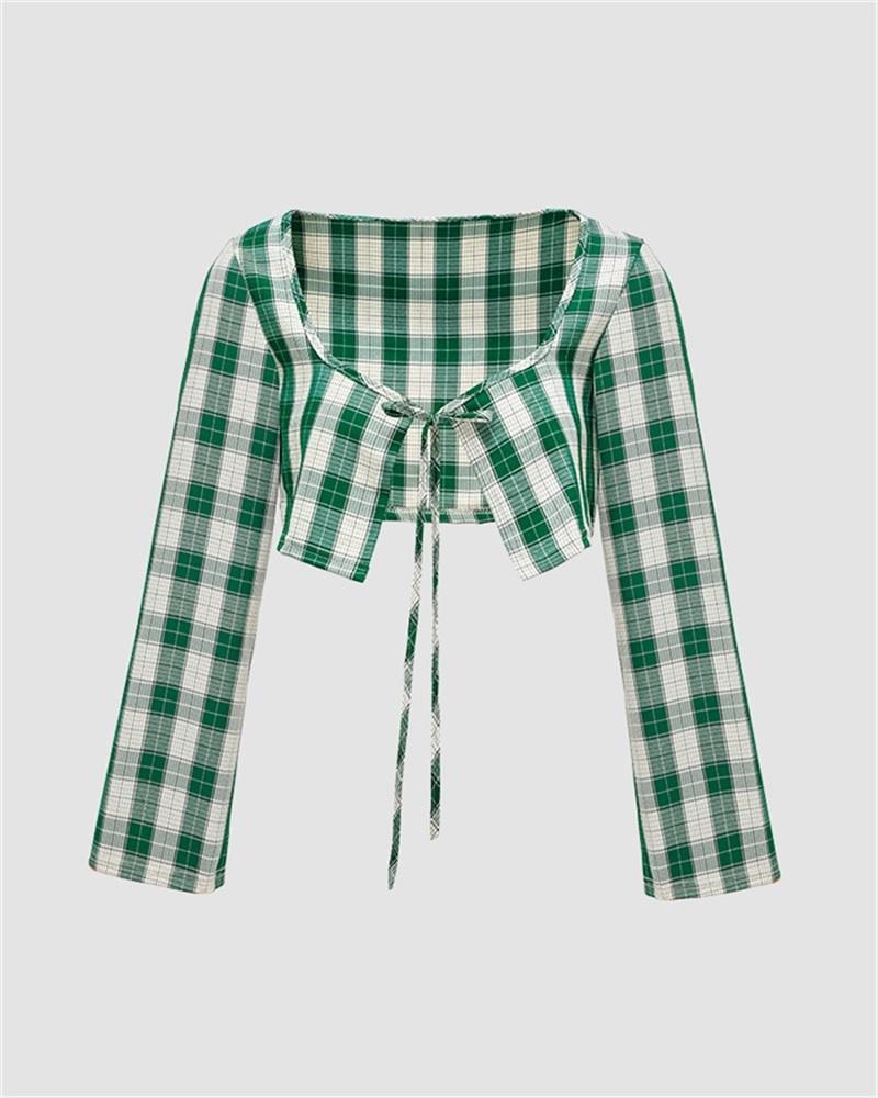 Darling Gingham Ultra Crop Cardigan