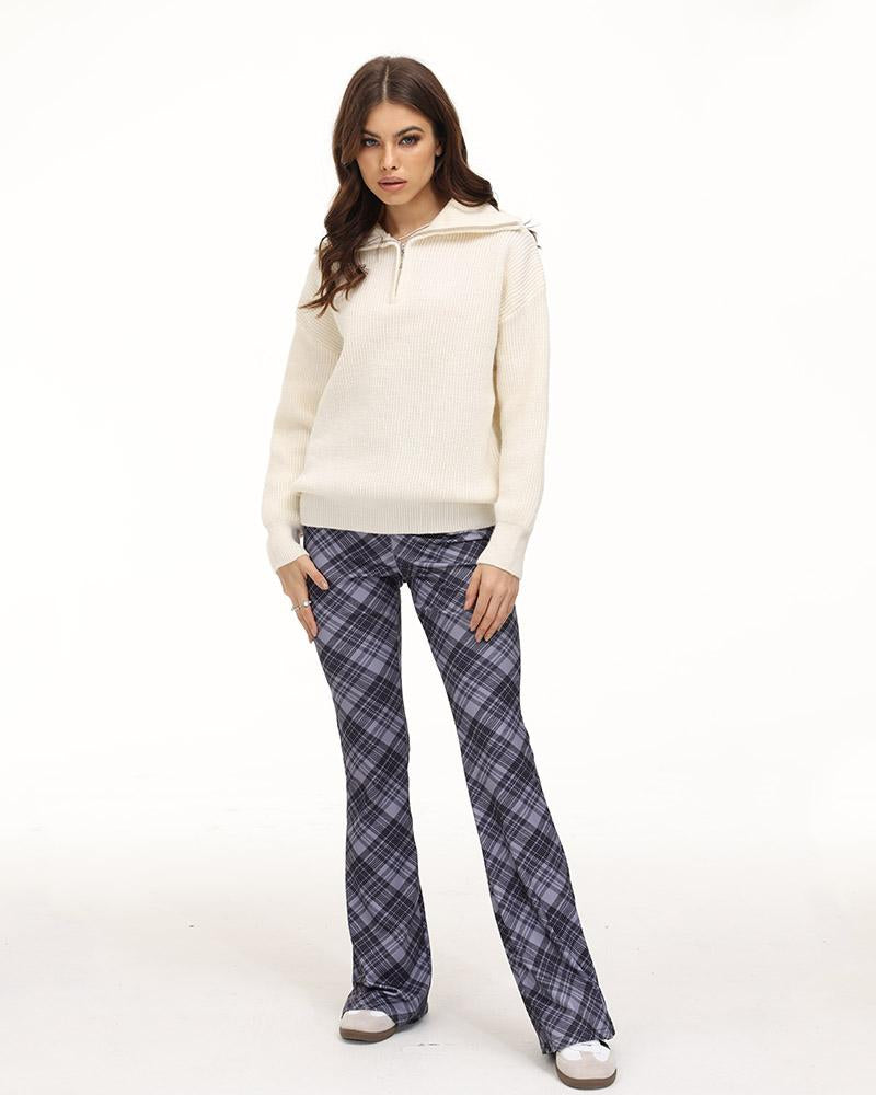 Bounty High Waisted Plaid Trousers