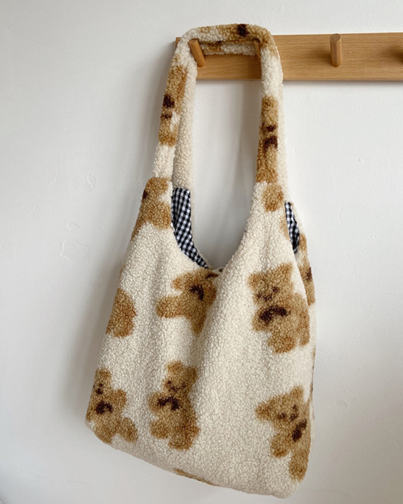 Teddy Bear Fuzzy Reversible Bag