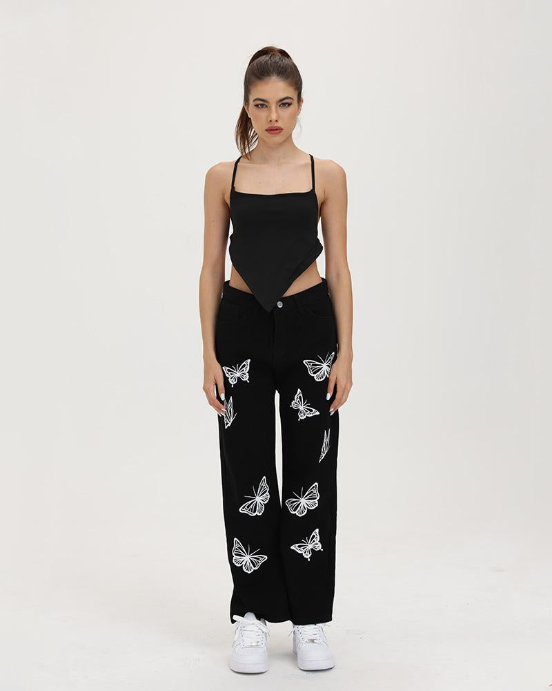 Butterfly Glisten Rhinestone Tracksuit Pants