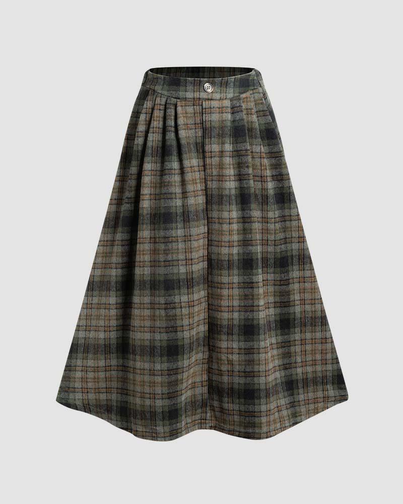 Lushingfell High Waist Plaid Skirt