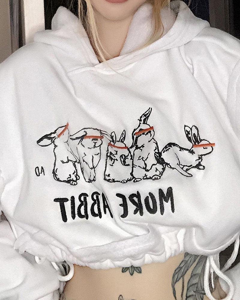 More Rabbit Cropped Hoodie