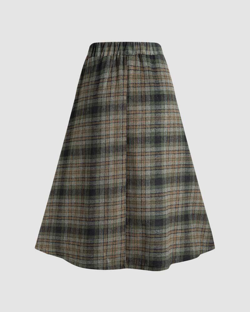 Lushingfell High Waist Plaid Skirt