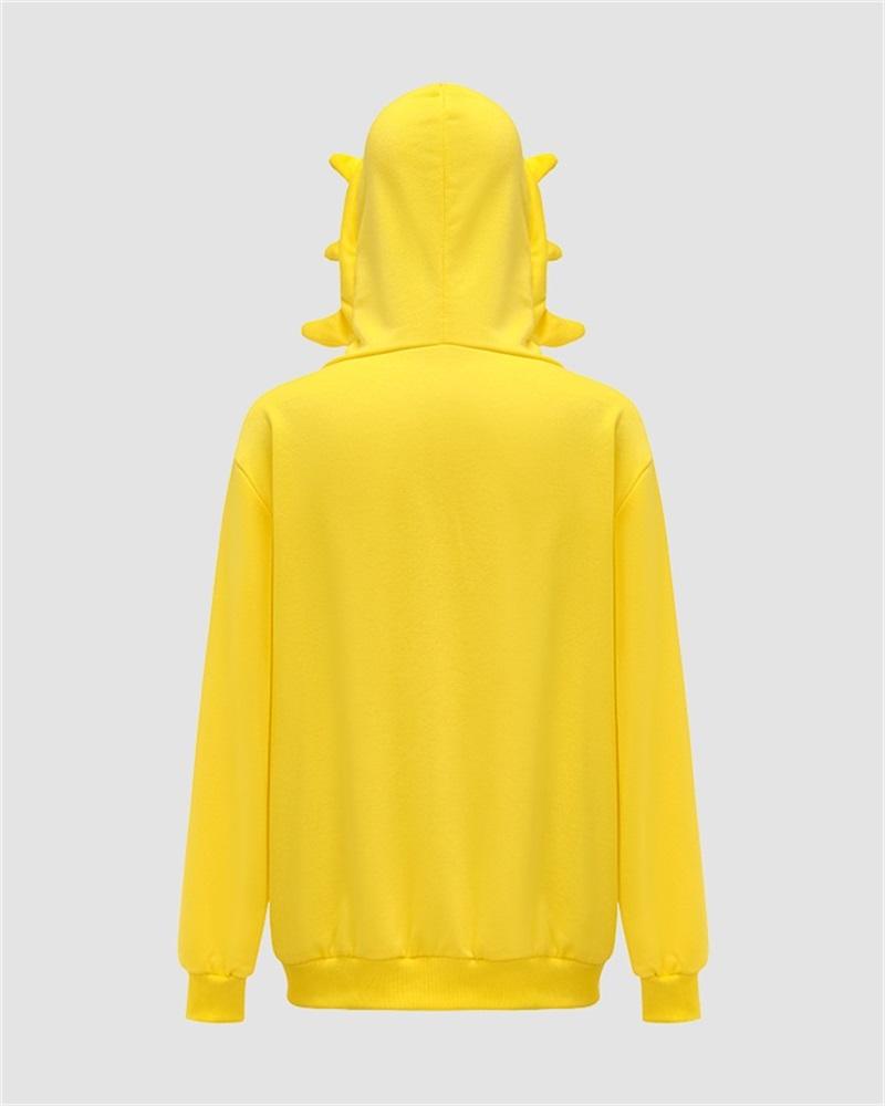 Funny Hood Face Print Zip Hoodie