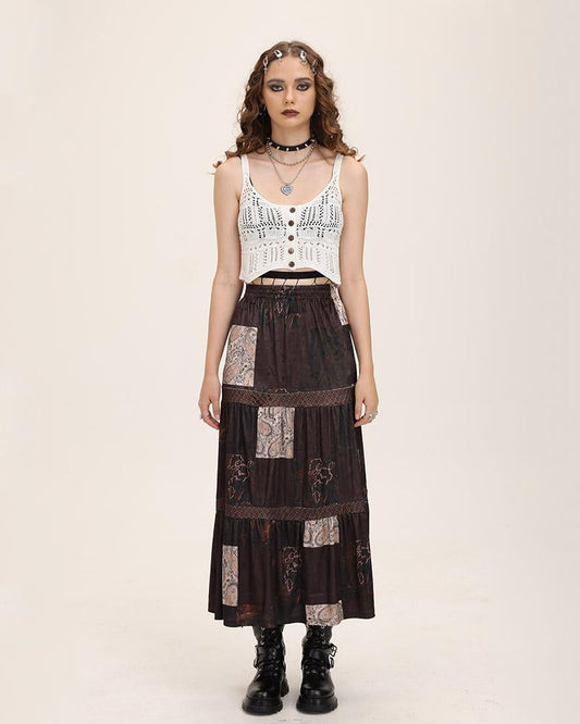 Cottage Grunge Patchwork Maxi Skirt