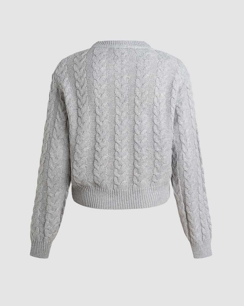 Minimalism Cable Knit Cropped Sweater