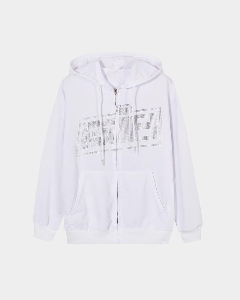 Y2k Hot Diamond Letter Printed Hoodie