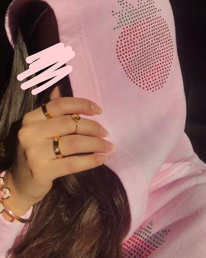 Strawberry Rhinestone Hoodie