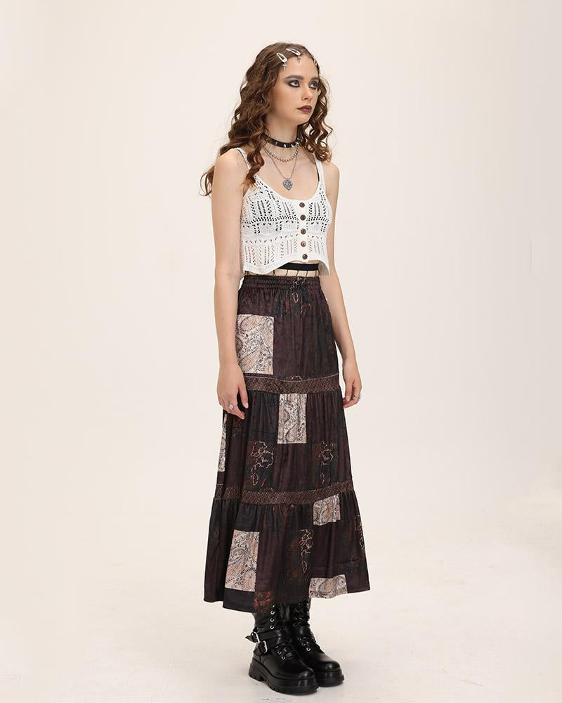 Cottage Grunge Patchwork Maxi Skirt