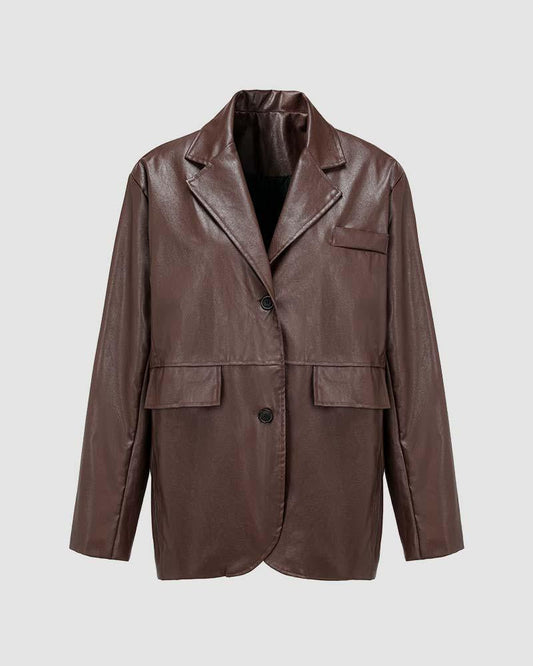 City Valley PU Leather Blazer