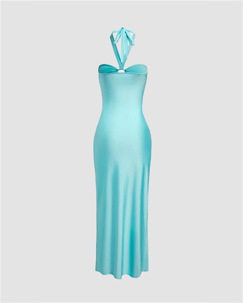 Ophiuchus Halter Slit Dress