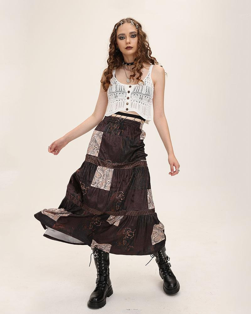 Cottage Grunge Patchwork Maxi Skirt