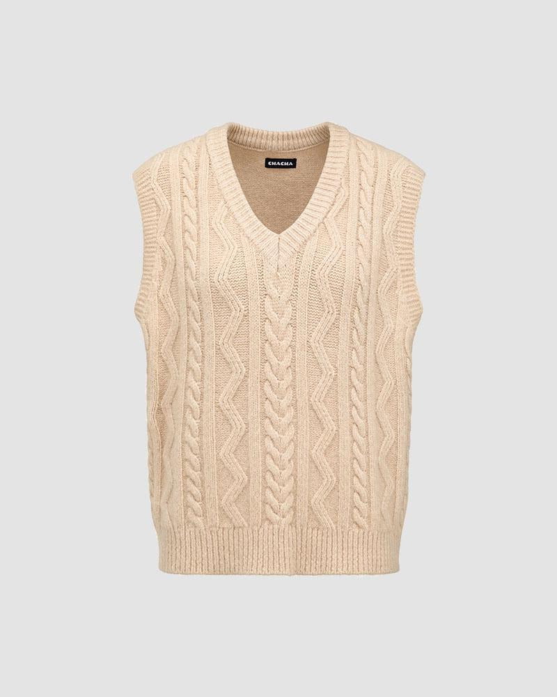 Ocedina Cable Knit Sweater Vest