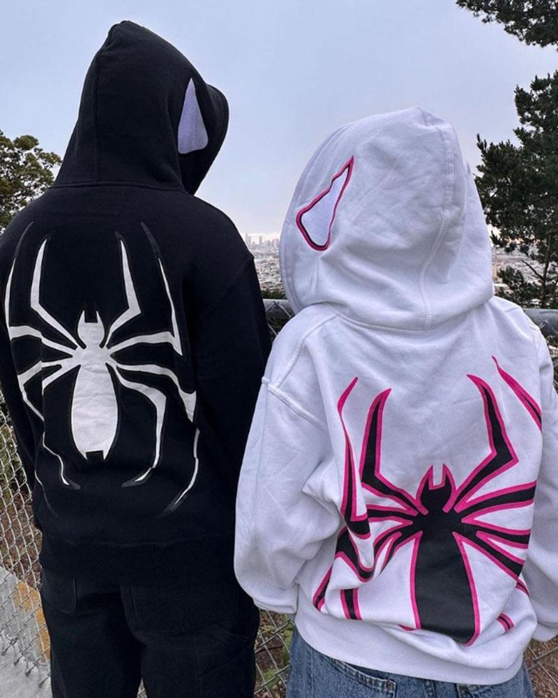 Spider Print Street Zip Up Hoodie