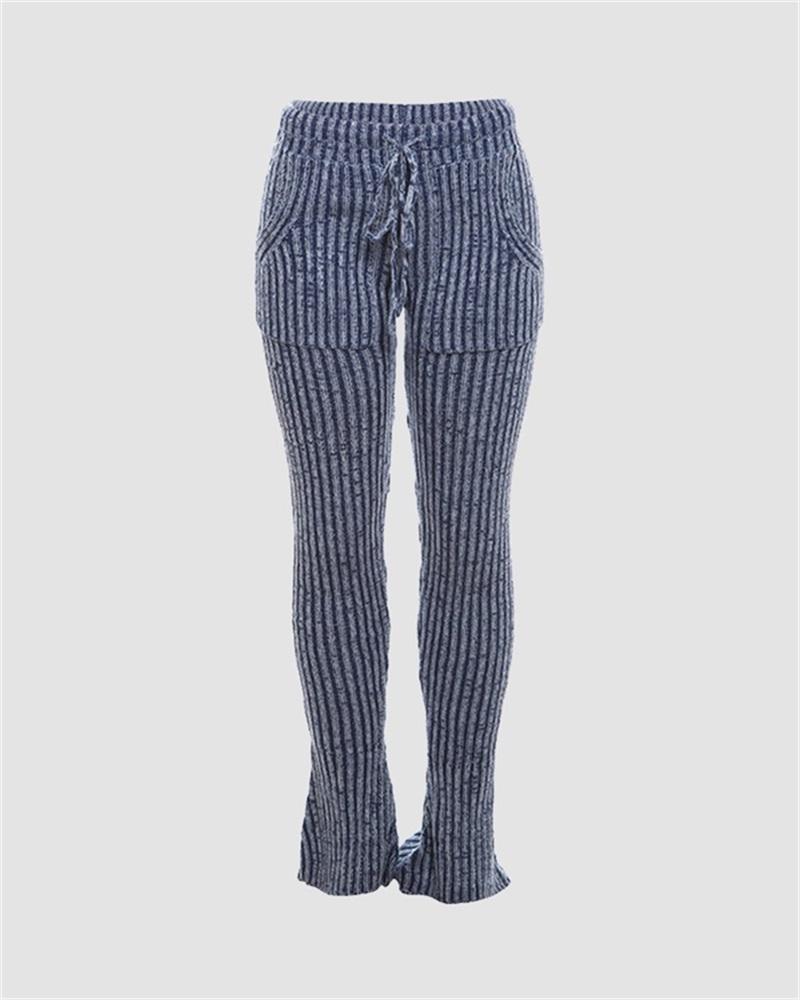 Ribbed Knitted Long Pants