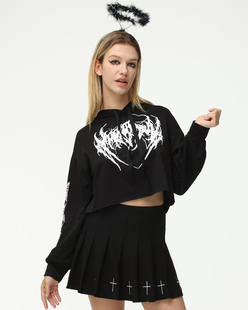 Gothica Wings Cropped Hoodie