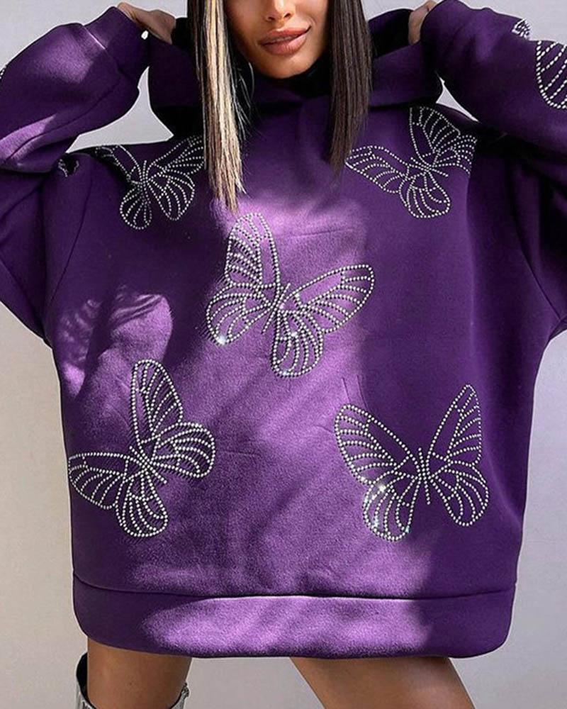 Butterfly Diamond Full Print Sweatshirt