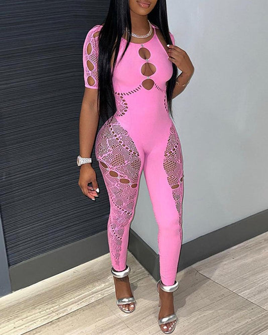 Sexy See-Through Rhinestones Jumpsuit