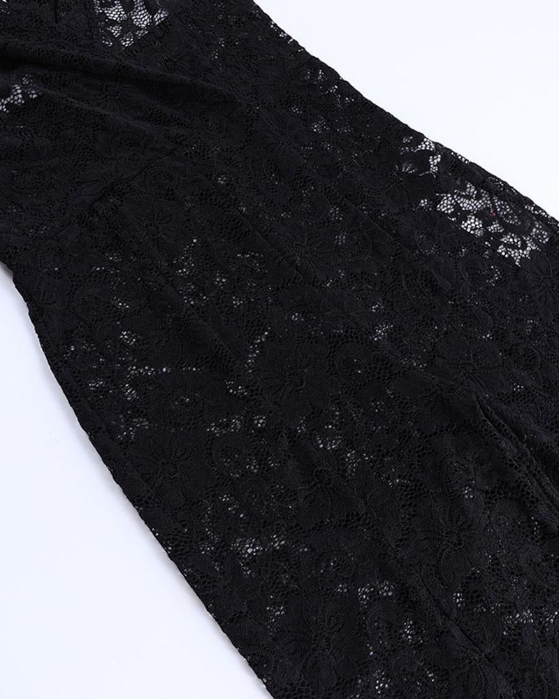 Lace Deep V Slit Maxi Dress