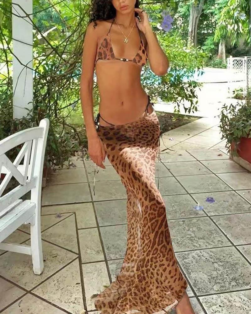 Leopard Print Bikini Coord Set