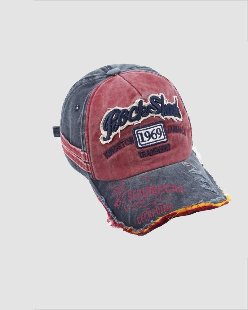 1969 Distressed Embroidery Denim Baseball Cap