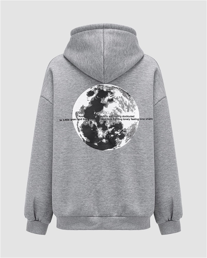 Moon Print Letter Oversize Sweatshirt