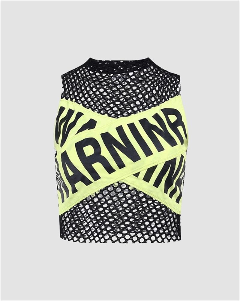 Warning Tape Mesh Top