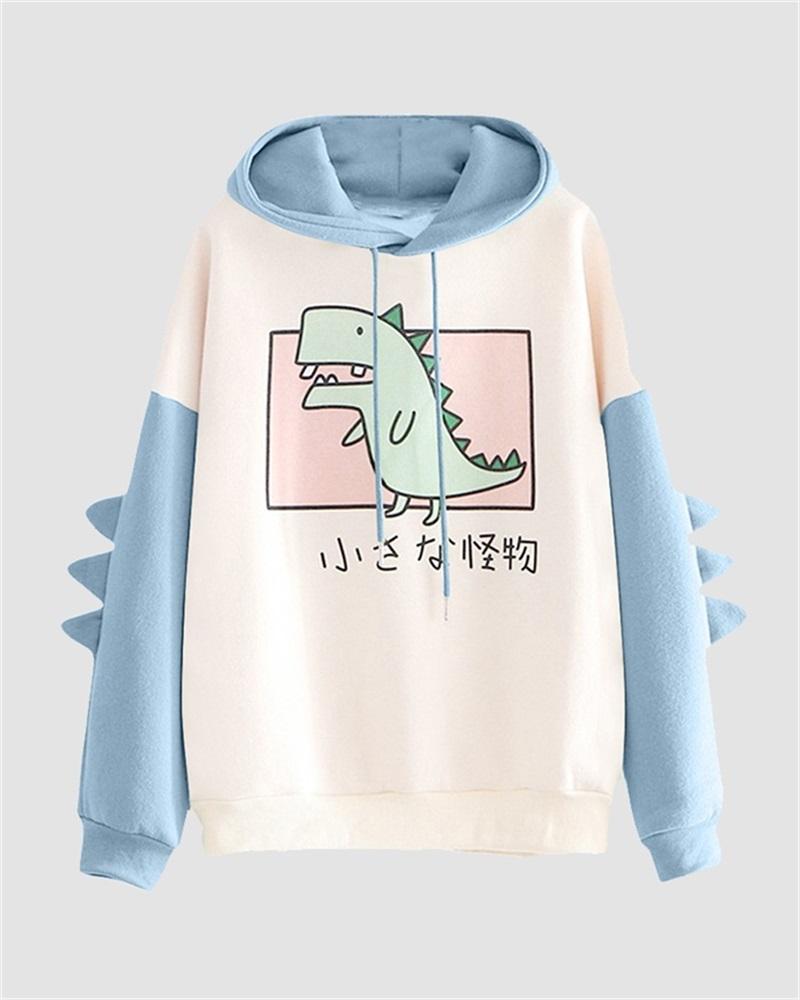 Dinosaur Horn Contrast Hoodie