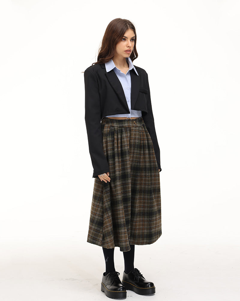 Lushingfell High Waist Plaid Skirt