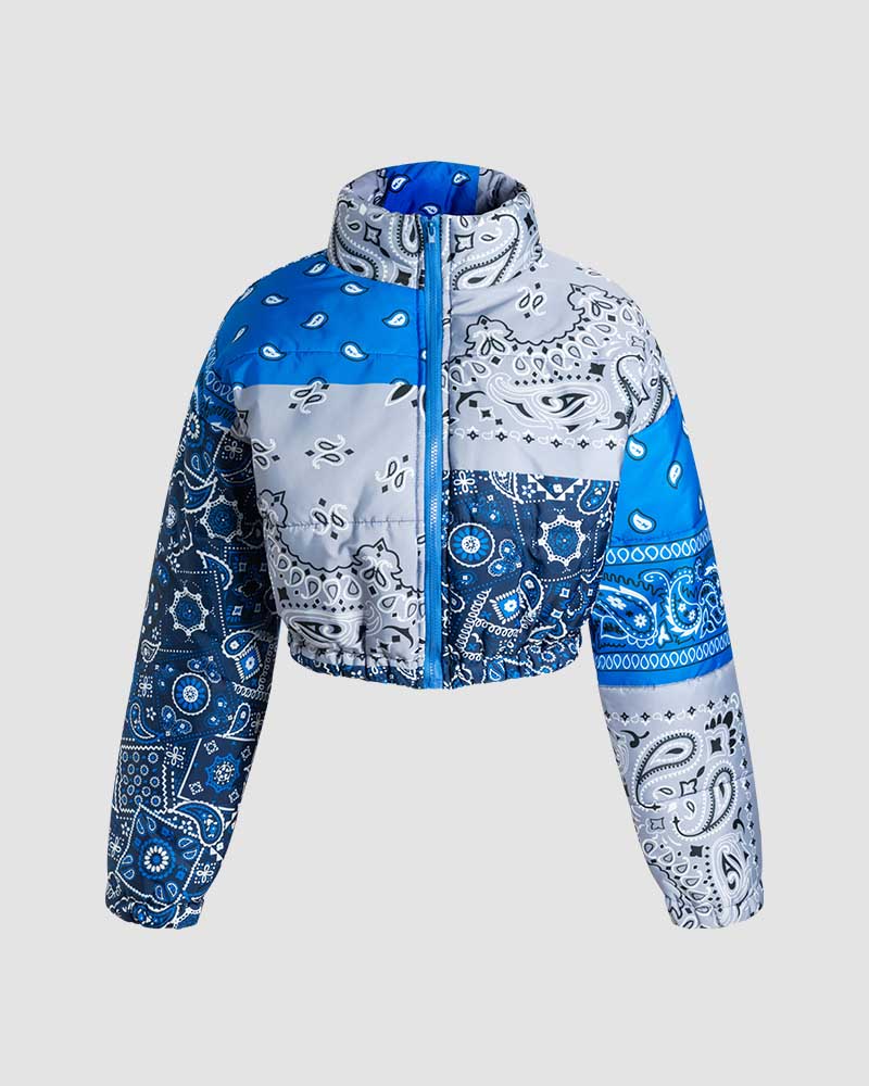 Patchwork Paisley Puffer Jacket