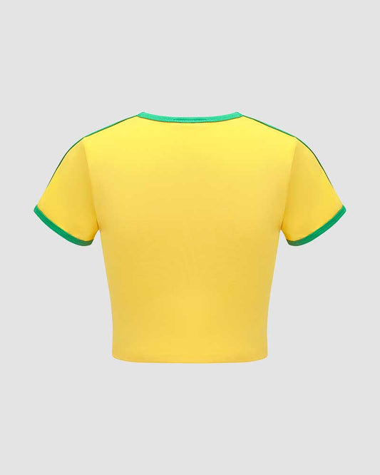 Brasil Cropped Raglan Sports Top