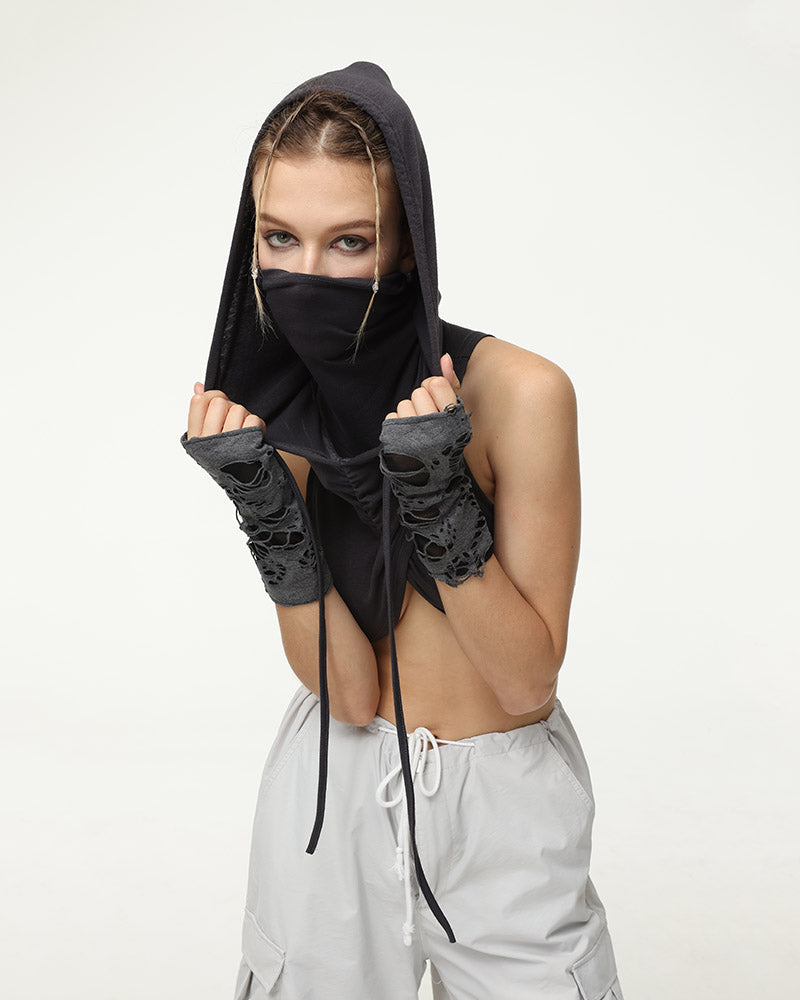 Desert Mask Raider Wrap Top with Hood