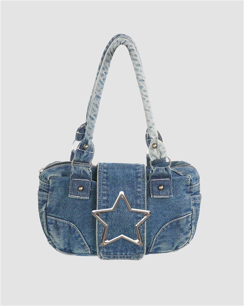 Denim Patch Star Accent Bag