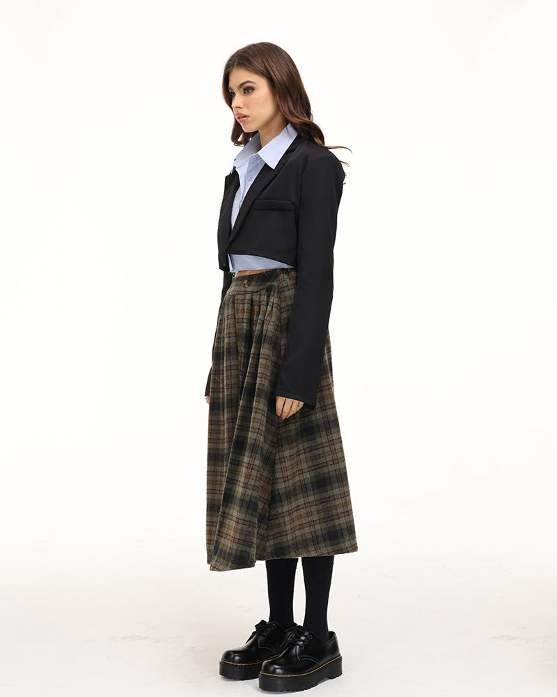 Lushingfell High Waist Plaid Skirt